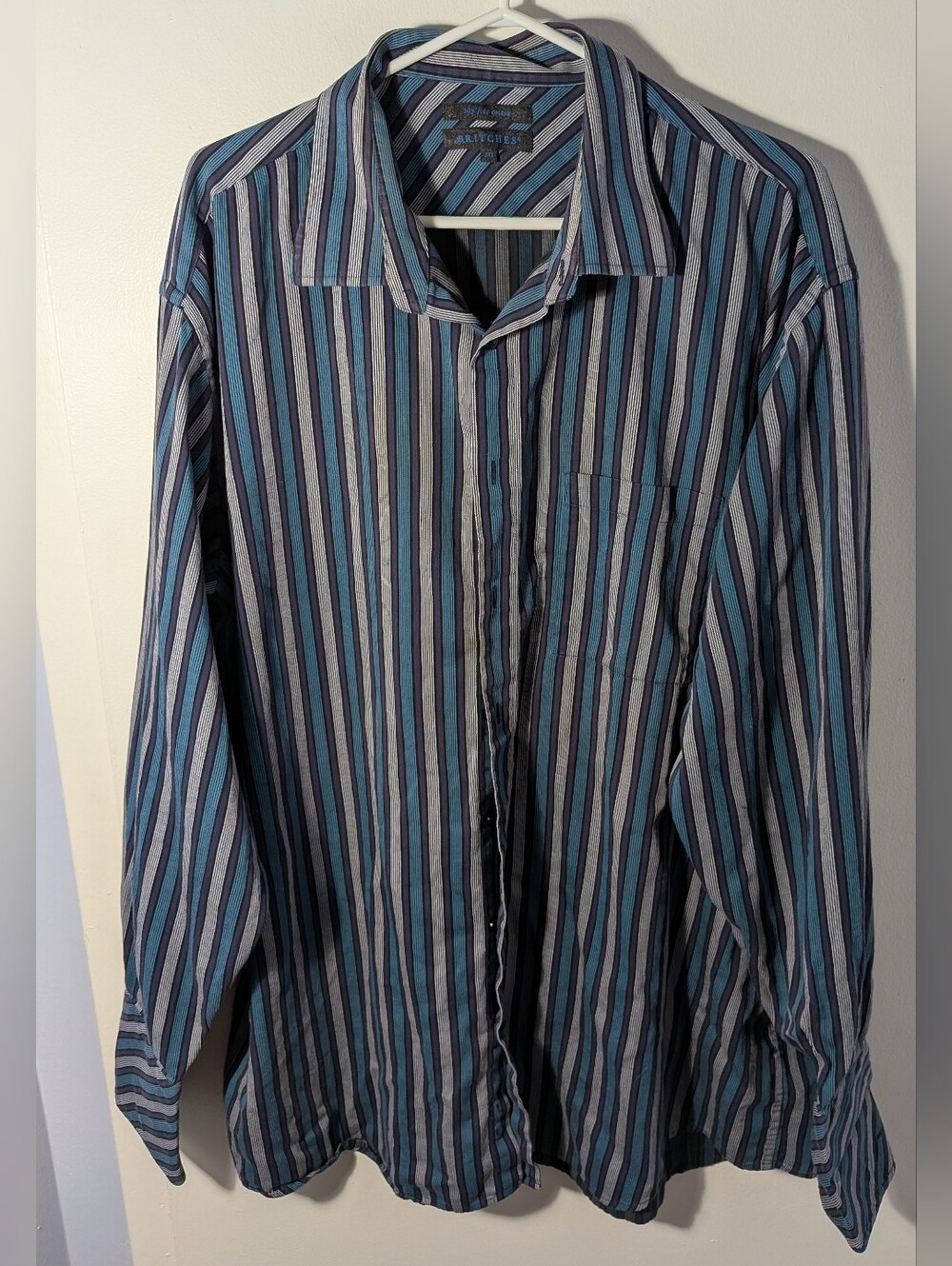 3XT - Men's Striped Button-Up Shirt - Blue/Grey